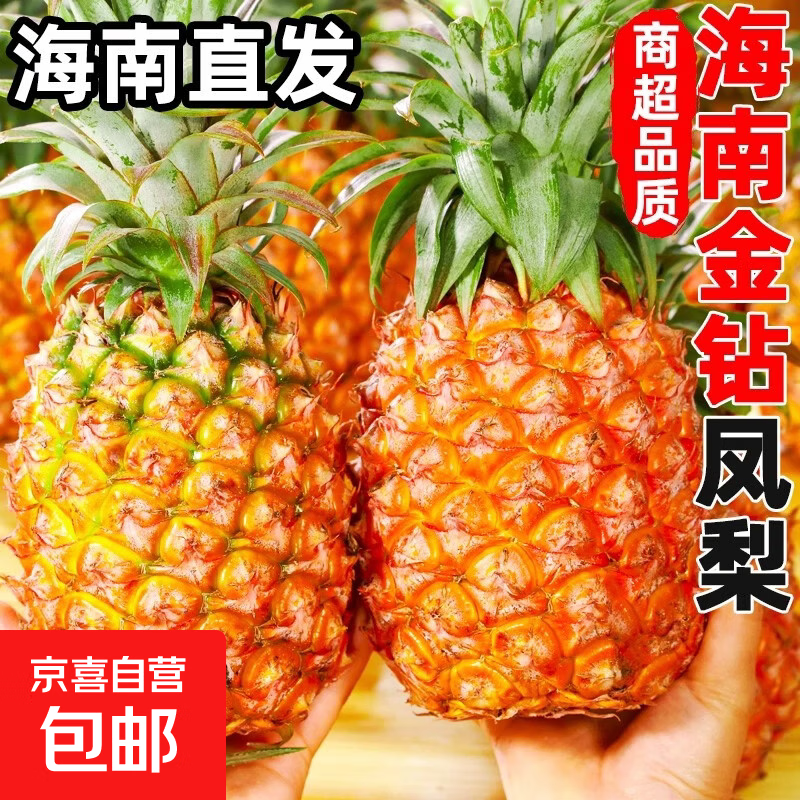海南金钻凤梨新鲜大果天地盖礼品盒应季开箱即食水果整箱批发包邮 单果0.8-1.3斤 1粒