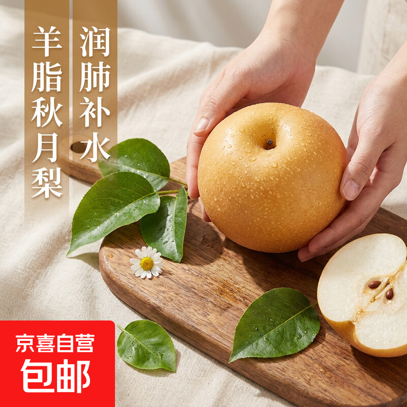京喜加河北泊头秋月梨果实饱满清甜可口止咳化痰清热降火新航程32 【含箱重】5斤