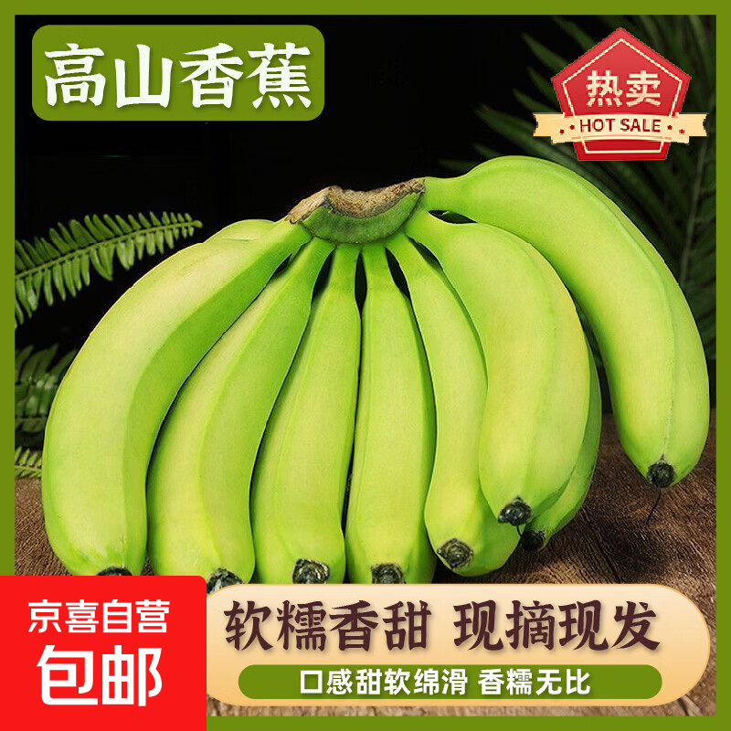 京喜加高山香蕉正宗当季水果青皮现摘薄皮新鲜发货整箱自然应季 高山香蕉带箱2斤