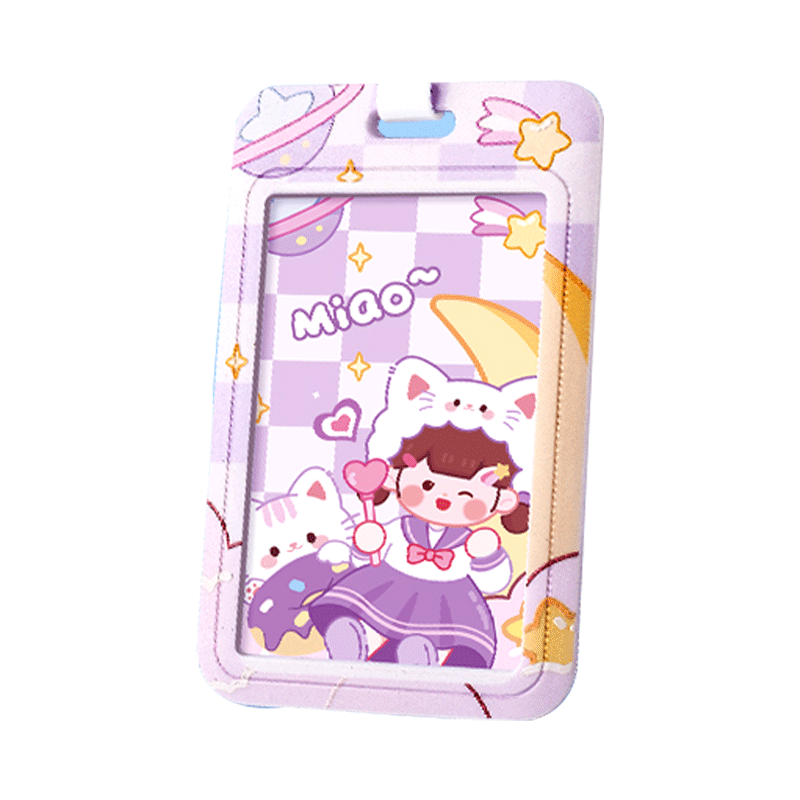 金值 2个装小女孩卡套 小学生儿童公交卡袋校园卡门禁卡市民饭卡防丢接送胸卡幼儿园伸缩校牌带挂绳挂脖胸牌