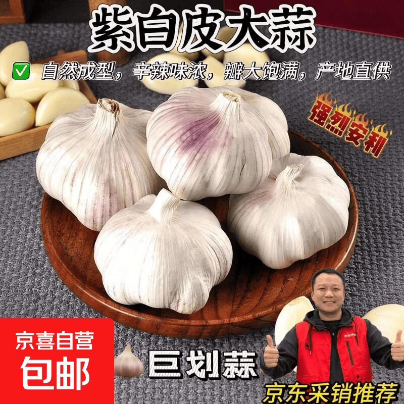 【拍2发3两单起发】紫白皮大蒜生鲜蔬菜 尝鲜装3头50g 单果3.5cm