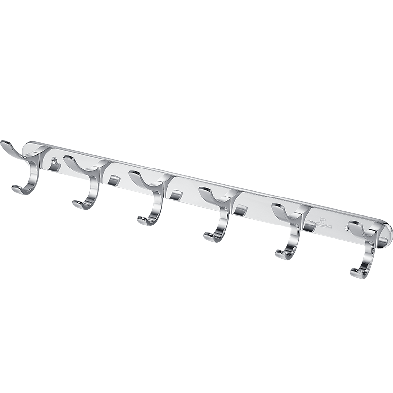 潜水艇（Submarine）衣钩衣帽钩 壁挂挂衣钩门后墙挂铜制加厚衣帽钩浴室卧室门后用 【亮银色】六钩GY1-6