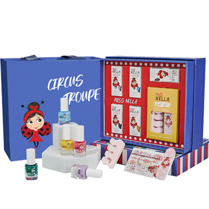 MISS NELLA兒童指甲油化妝品套裝禮盒 小女孩春節(jié)新年生日禮物 演出舞臺(tái)彩妝 【春節(jié)新年好禮】?jī)和蕣y指甲油禮盒