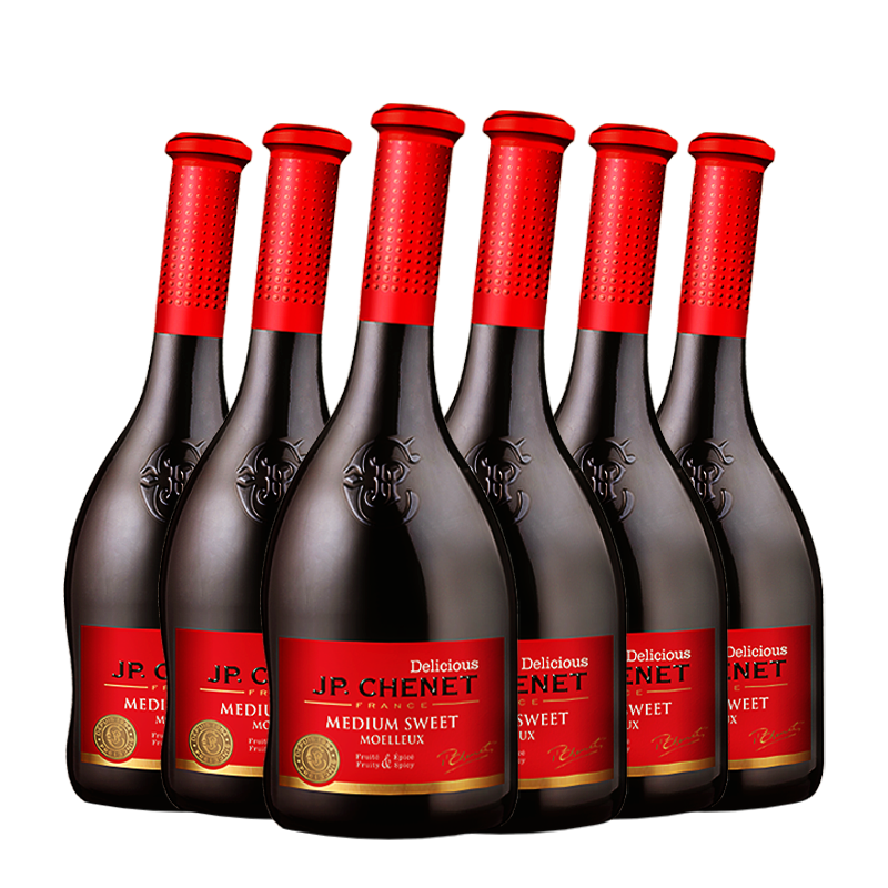 香奈半甜型紅酒紅葡萄酒白葡萄酒送禮盒  圣誕熱紅酒果酒法國(guó)原裝進(jìn)口 半甜紅整箱750ml*6