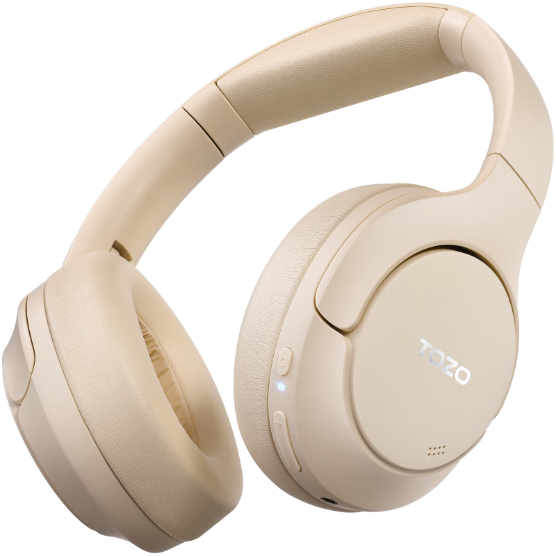 TOZO HT2头戴式主动降噪无线蓝牙耳机 游戏电脑耳麦有线 金标认证 超长续航 蓝牙5.4 手机电脑平板通用 卡其色