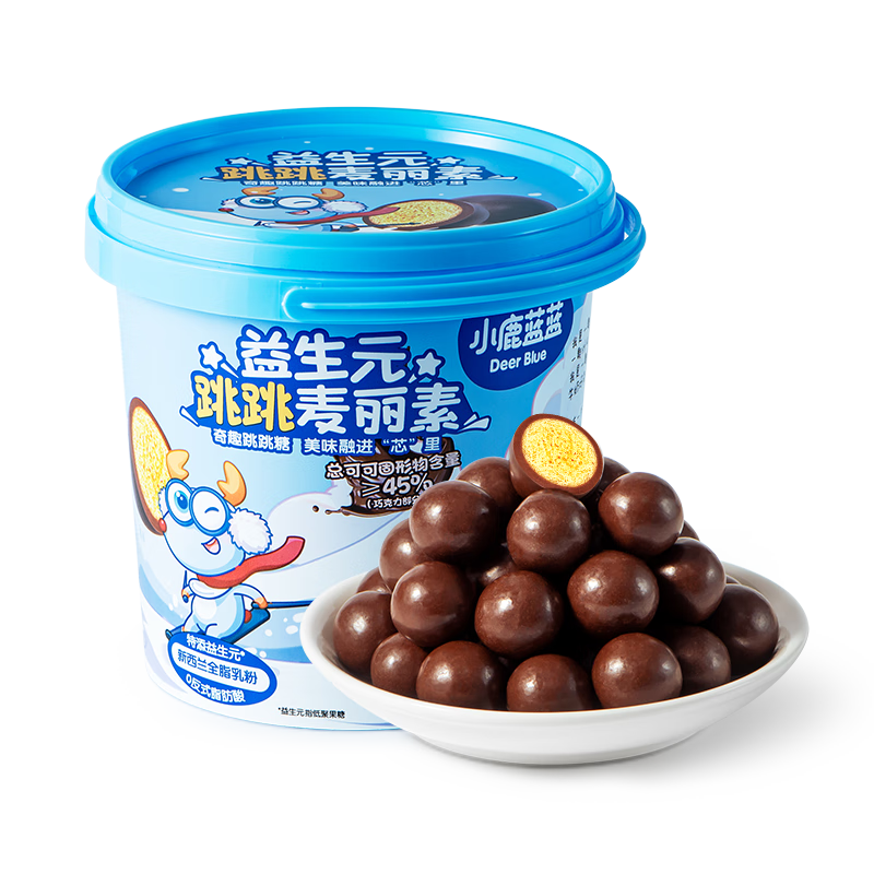PLUS会员、需首购：小鹿蓝蓝 纯可可脂益生元跳跳麦丽素120g