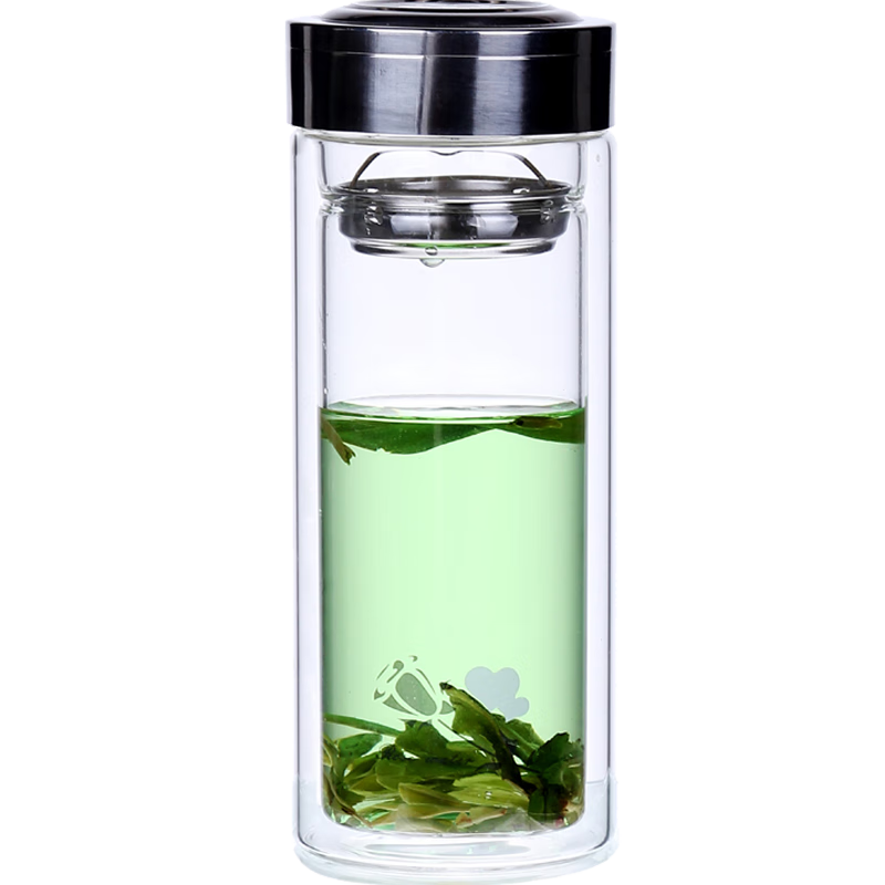 淵之源雙層玻璃杯男女式過濾透明泡茶辦公水杯子定制廣告logo定做禮品杯 帶網(wǎng) 300ml 零買花色隨機(jī)