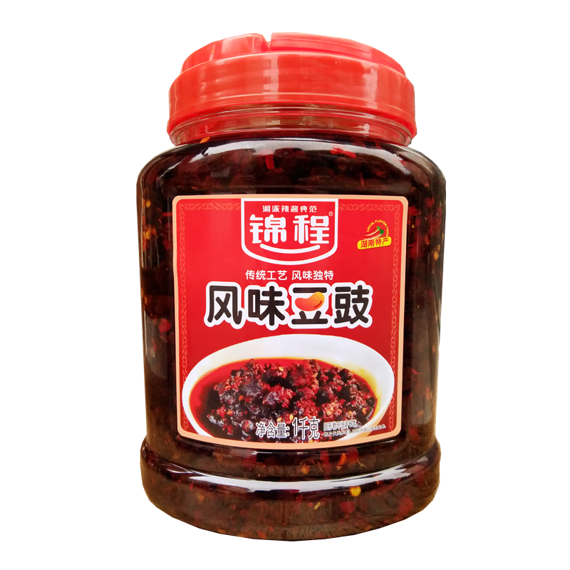 风味豆豉辣椒酱 香辣下饭菜拌面酱 湖南特产农家麻辣豆豉油辣椒 锦程风味豆豉1000克【2斤装】