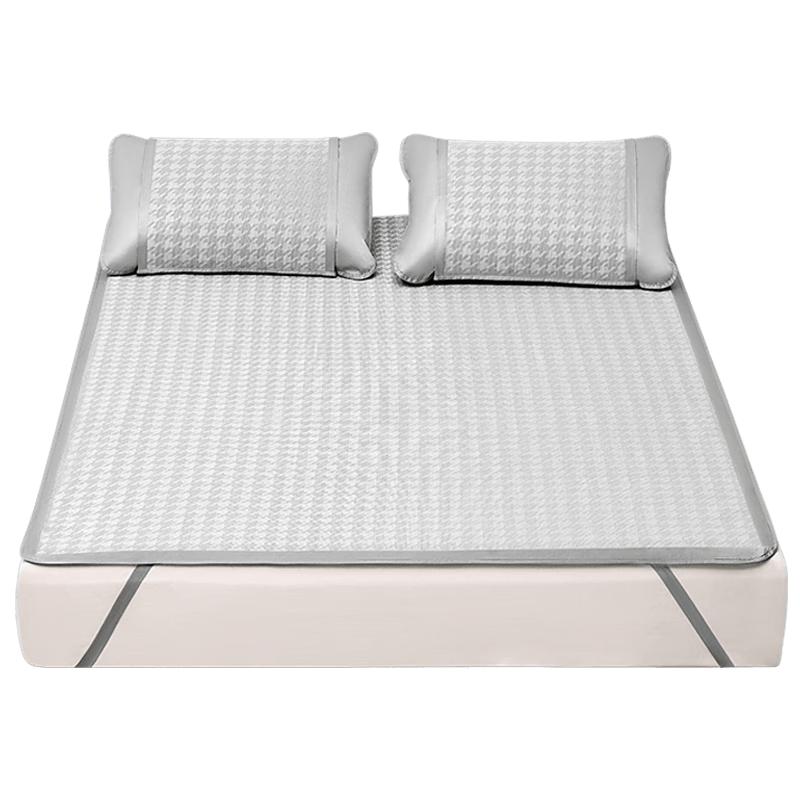 LOVO罗莱家纺 千鸟格 150D 冰丝席凉席 双人 三件套 灰色 180*200