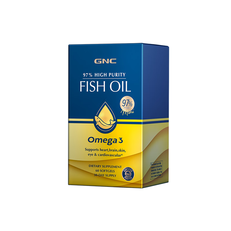 GNC健安喜 97%鱼油深海高纯度EPA鱼油omega-3 成人中老年海外进口 【周期装】97鱼油 60粒*2盒