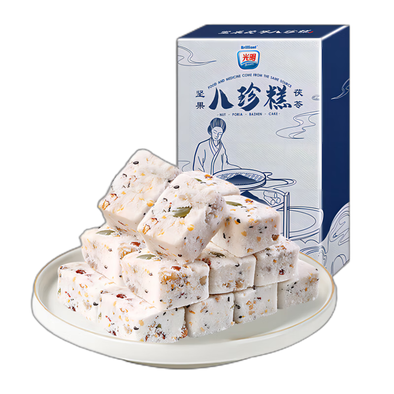 光明坚果茯苓八珍糕 120g/盒 传统糕点健康粗粮代餐儿童零食茶点