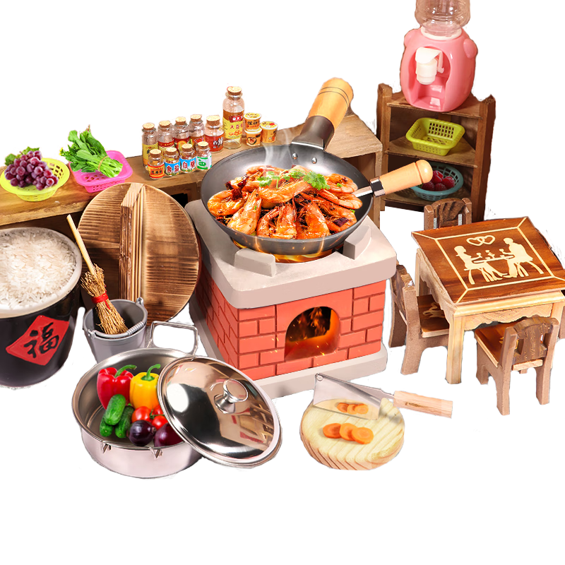 惠诚玩具儿童真煮套装可做饭真实版过家家玩具仿真网红迷你小厨房全套女孩 63件大锅炉【送餐具+防护】礼盒 迷你小厨房-六一儿童节礼物618