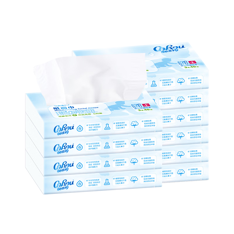 可心柔 （V9 COROU）保湿纸3层40抽*10包S码乳霜纸抽纸