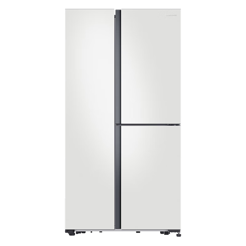 三星(SAMSUNG)655升大容量风冷无霜智能变频玻璃面板金属匀冷RS62R50371L/SC 白色对开门冰箱 极地白