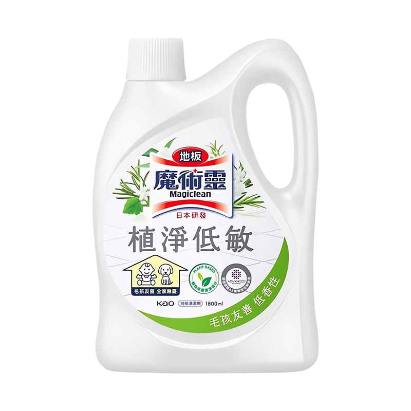 花王（KAO）地板清洁剂 宠物除菌毛孩适用拖地清洁液瓷砖清洁剂 低香型1.8L
