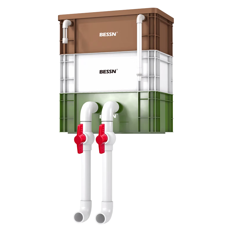 BESSN鱼缸周转箱过滤箱过滤器滴流盒过滤盒外置上滤整套鱼池水循环系统 新升级中号3层【净水滤盒套装+水泵】