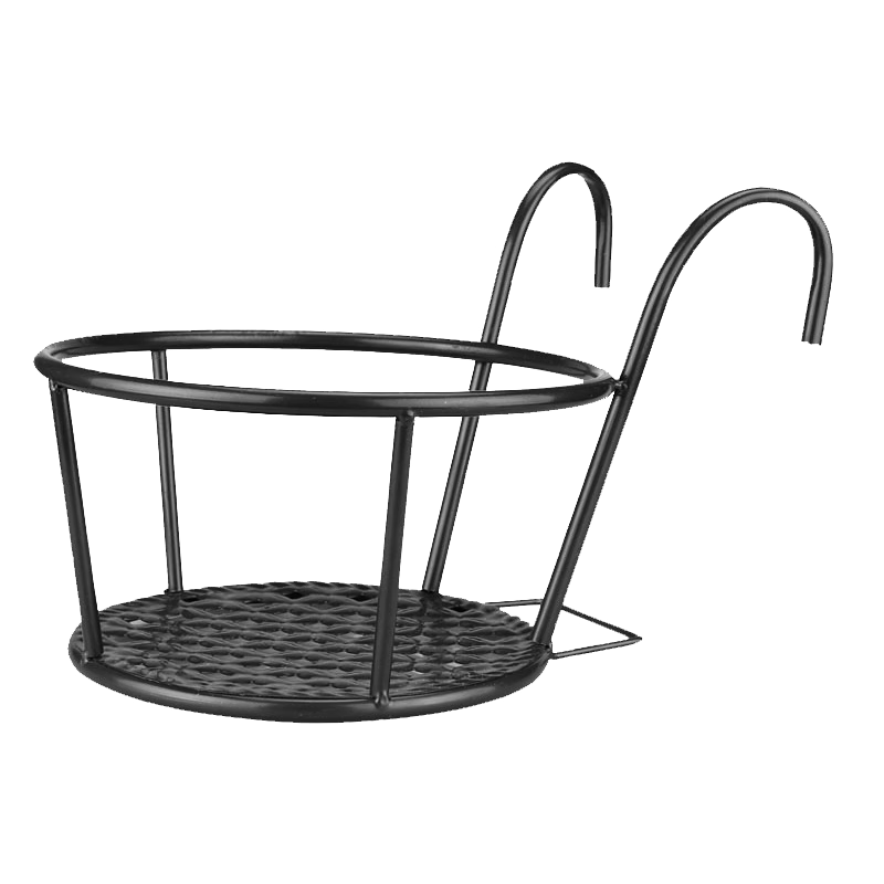 歐潤哲陽臺花架家用鐵藝懸掛式花盆掛架欄桿綠蘿花架 黑色款3件套