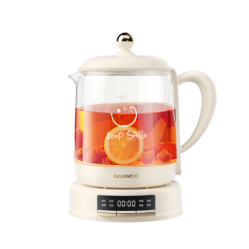 大宇（DAEWOO）小气泡养生壶 炖煮壶一体煮茶器迷你小型烧水壶办公室玻璃0胶水花茶燕窝 智能恒温1.5L YS11S-NTB