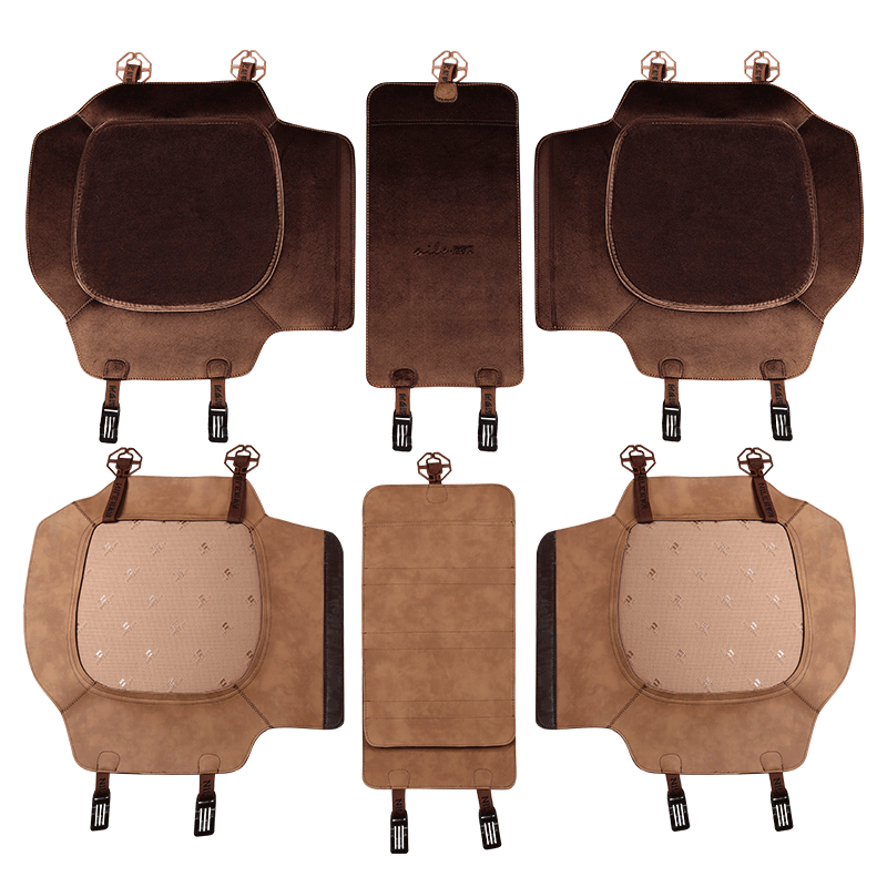 尼羅河羊毛汽車坐墊防滑三件套保暖通用款汽車坐墊冬季羊毛絨坐墊單片墊 三件套-深咖