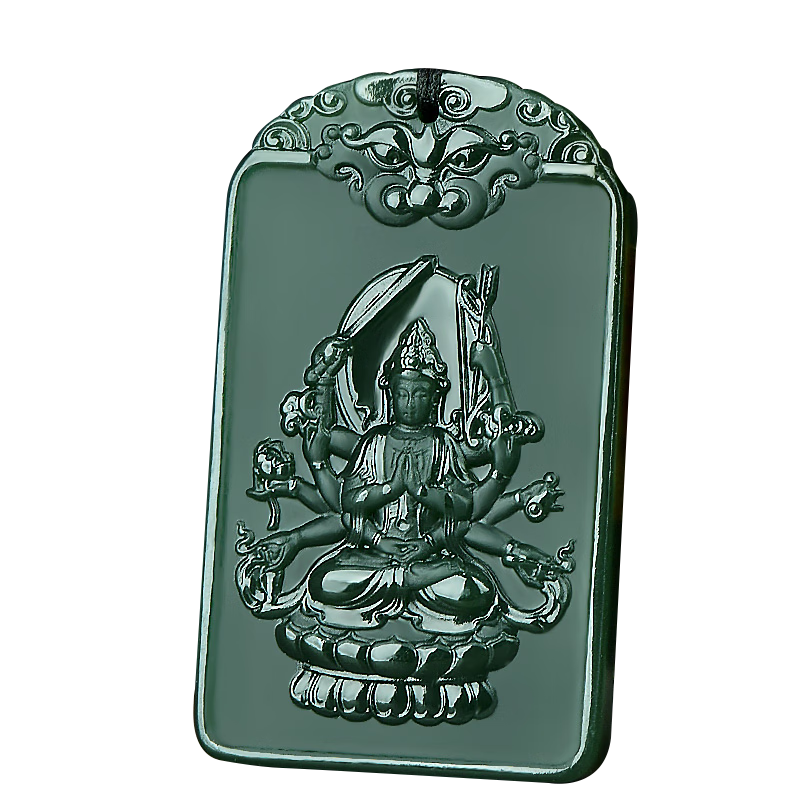 可玉可求和田玉本命佛玉石吊坠 寓意平安顺遂 福气常伴亲朋好友礼物 生肖鼠/千手观音