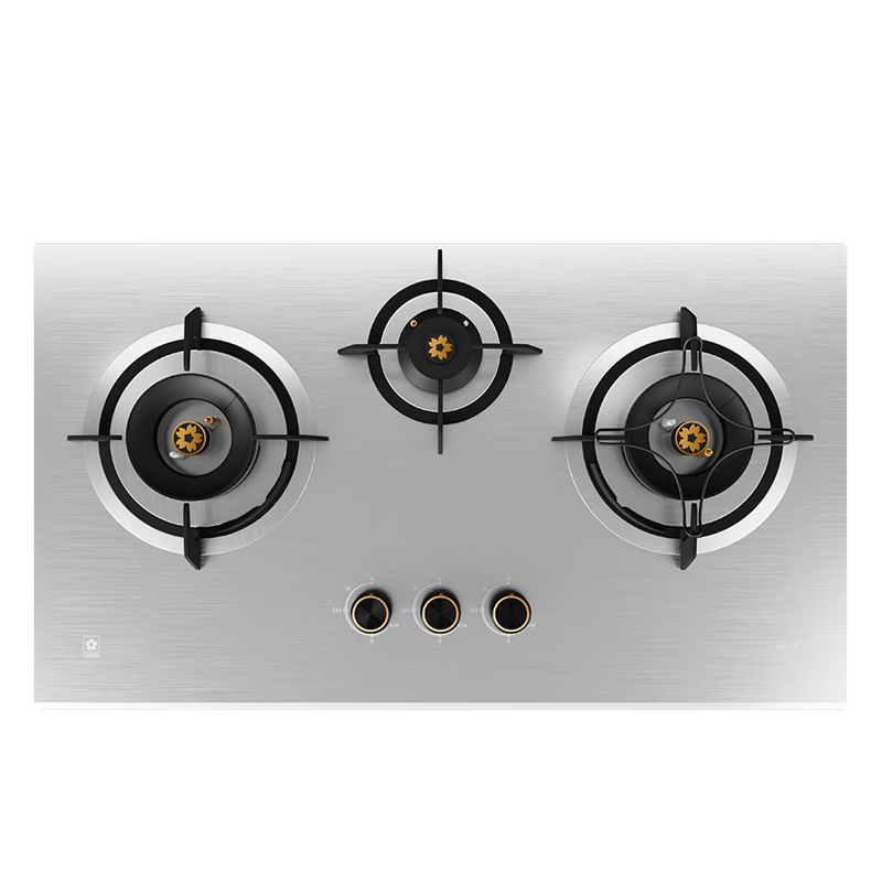 櫻花（SAKURA）嵌入式猛火灶家用不銹鋼面板灶具灶臺(tái)5.2kW大火力三眼灶JZT-N601S天然氣