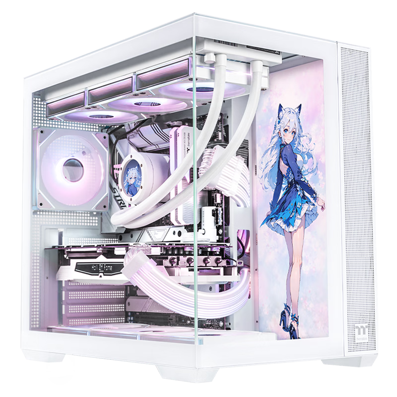 Thermaltake（Tt）钢影 透EX 海景房机箱 电脑主机 白色（ATX主板/Type-c/支持360水冷/10风扇位/4090显卡）