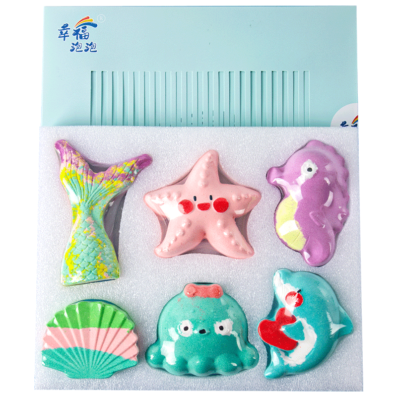 幸福泡泡精油泡澡球儿童超多泡泡浴海洋礼盒装（150g*6）成人宝宝沐浴盐球 75.24元