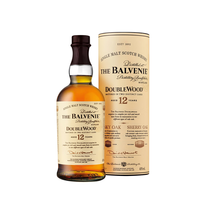 苏格兰百富（The Balvenie）双桶陈酿 12年苏格兰斯佩赛区单一麦芽威士忌洋酒礼盒700ml