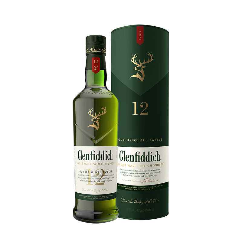 格兰菲迪 12年苏格兰斯佩赛区单一麦芽威士忌洋酒礼盒700ml