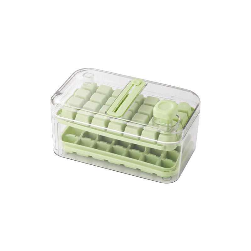 SUNCHA 双枪 一键按压冰格冰块模具食品级带盖制冰盒冻冰块神器双层绿