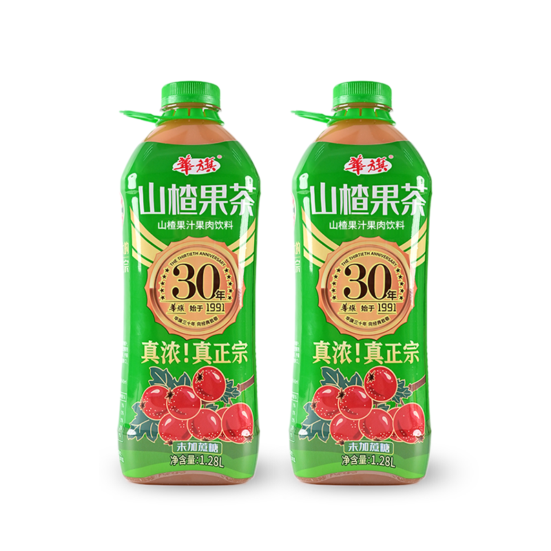 華旗山楂果茶 山楂果汁果肉飲料 30年系列 酸甜順口經(jīng)典味道 30年系列未加蔗糖 1.28L*2瓶