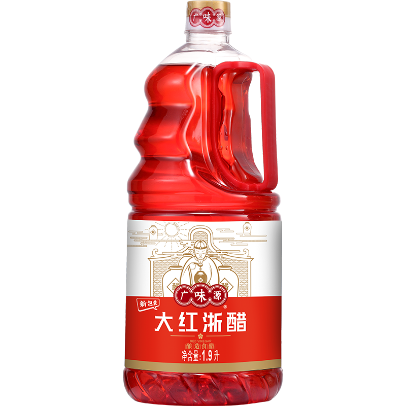 廣味源大紅浙醋  調味品 紅米醋水餃蟹蝦醋泡菜涼拌炒菜紅醋 1.9L*1瓶