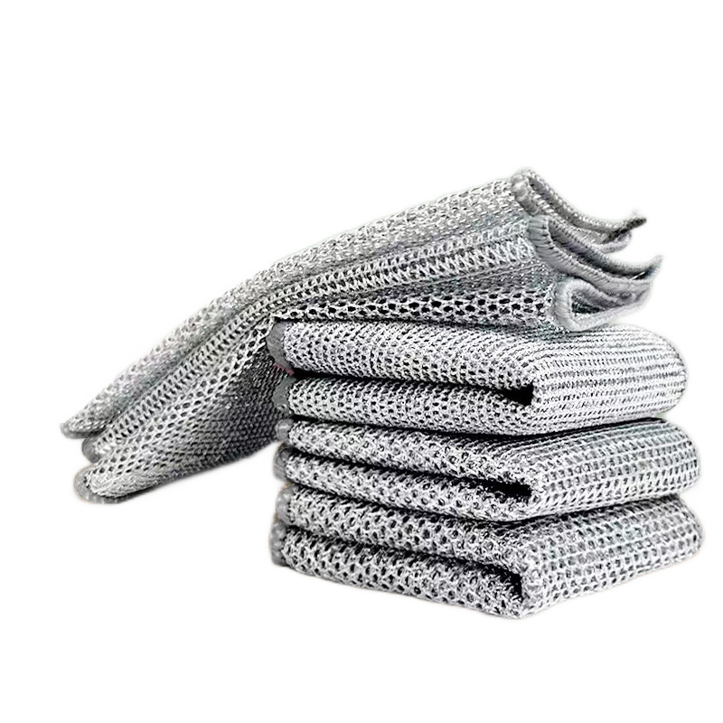 尚宜洁钢丝抹布双面清洁银丝洗碗布厨房抹布刷锅家用强力耐磨 【6条】升级双面