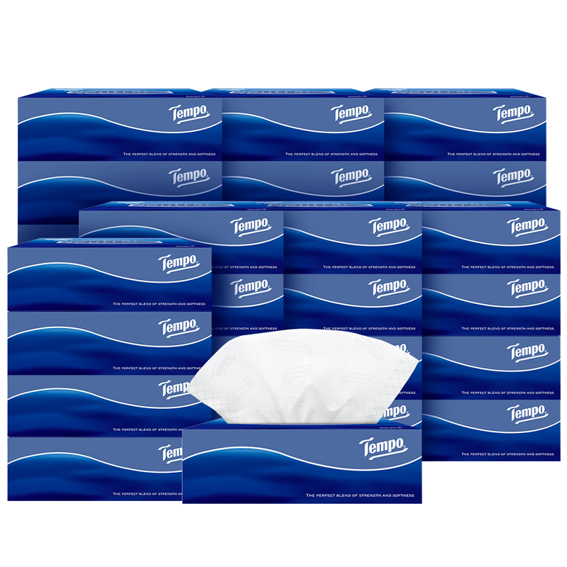 得宝（TEMPO）一博同款 抽纸 盒抽3层90抽*32盒高端商务 L码超大尺寸 纸巾 