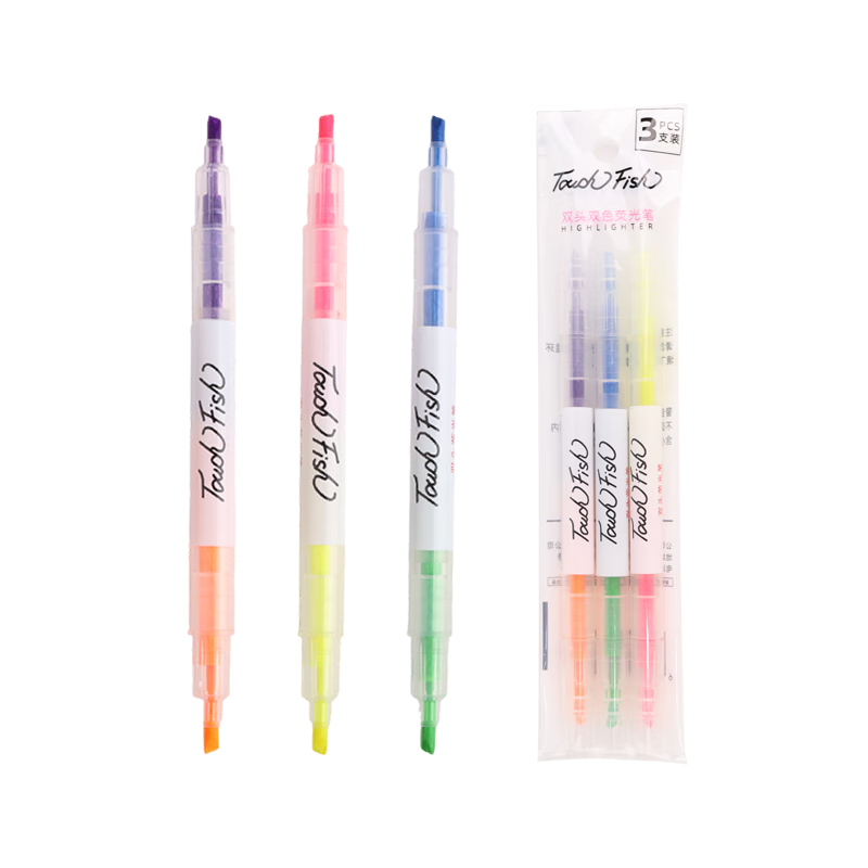 Touch Fish ˫ͷӫ��ʿ�ѧ����ѧϰ��ϰ���ص��Ǳʸ߹���Ŀ�Ǻűʰ칫�ֻ����˱� 3֧6ɫӫ���