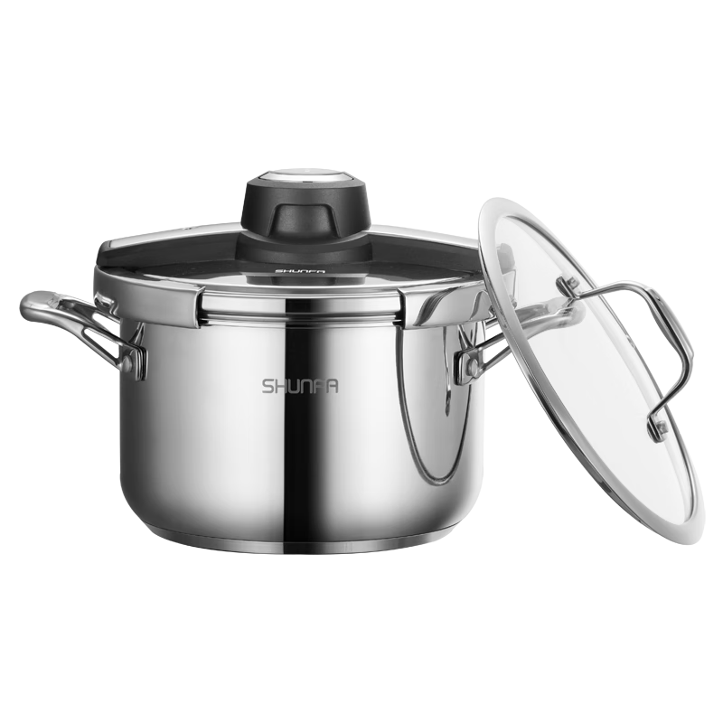 順發(fā)304K01壓力鍋一鍵開合六重防爆新型壓力鍋高壓鍋電磁爐明火爐通用 22CM/5.2L