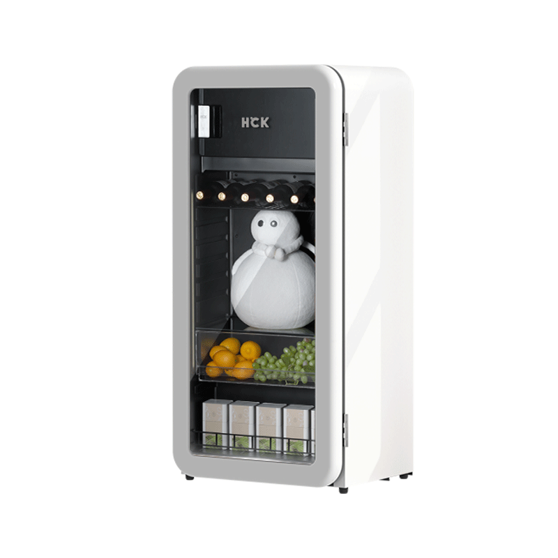 哈士奇HCK168L家用辦公室嵌入小戶(hù)型冷藏冷凍兩用冰吧茶葉酒柜水果飲料立式冰箱透明玻璃門(mén)保鮮水吧冰柜 168L雪人墩墩吧| 藝術(shù)家聯(lián)名 原創(chuàng  )DIY