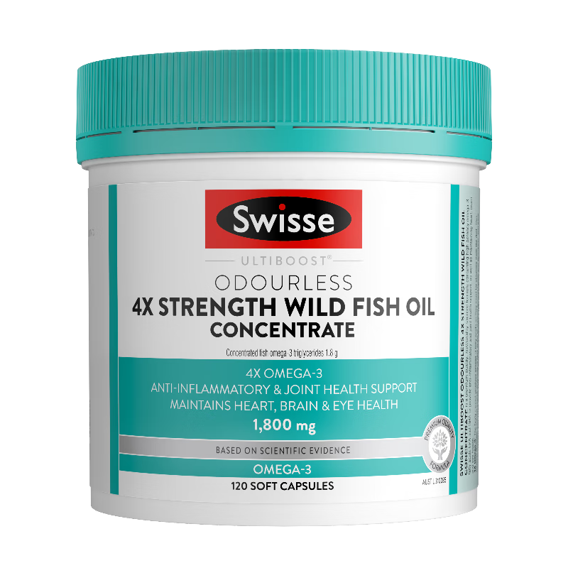 Swisse 4倍高浓度深海鱼油软胶囊1800mg120粒 rTG型 omega3 DHA+EPA 高效活力心眼脑血管健康 父亲节礼物