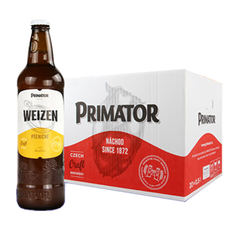 捷皇（Primator）捷克小麦精酿啤酒整箱 WBA金啤酒 聚会自饮500ml*20装 捷皇小麦 500mL 20瓶 至2025.3.30