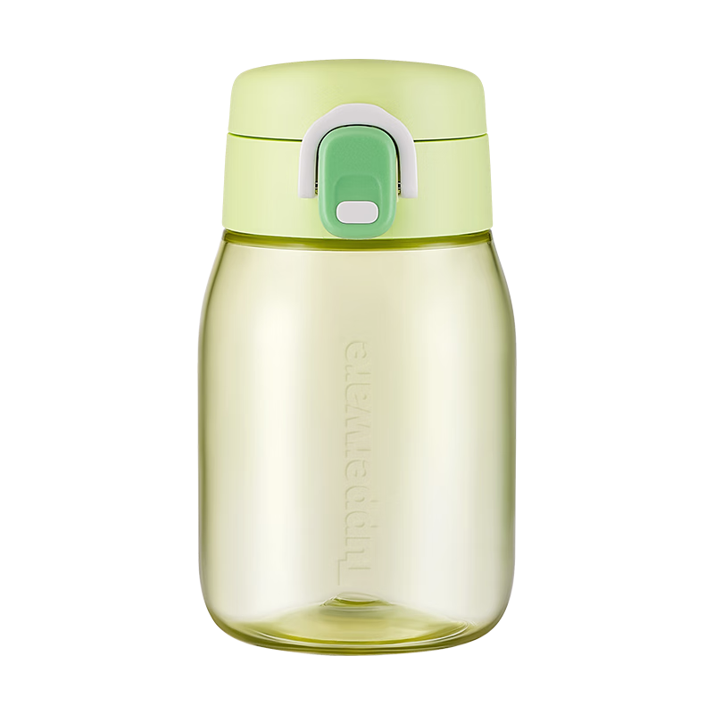 特百惠（Tupperware）易開蓋嘟嘟企鵝350ML塑料杯 兒童水杯子便攜雙飲帶鎖扣 香芹綠