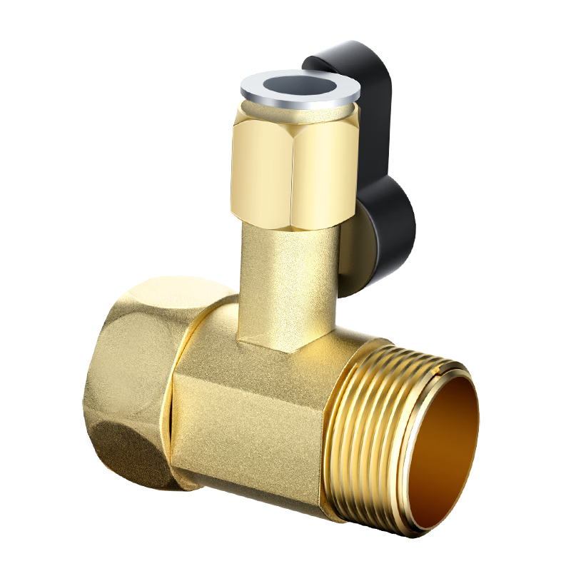 钻芯 净水器配件4分转2分进水三通阀门开关纯水机通用球阀纯铜接头钻芯 2分快接进水三通-黄铜