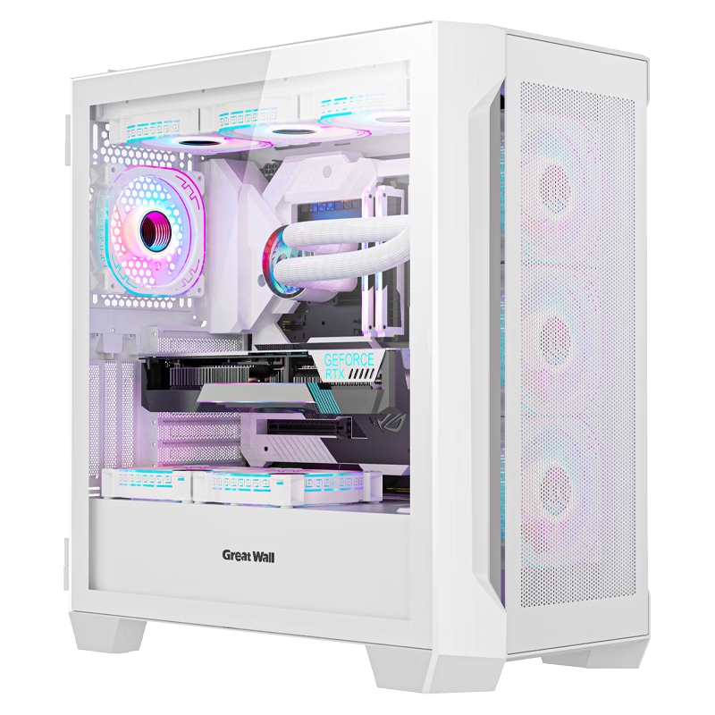 长城（Great Wall）阿基米德KM101白色机箱（360冷排夹汉堡/顶板可拆卸/磁吸翻门/Type-C/理线夹/0.8mm厚五金/5090）