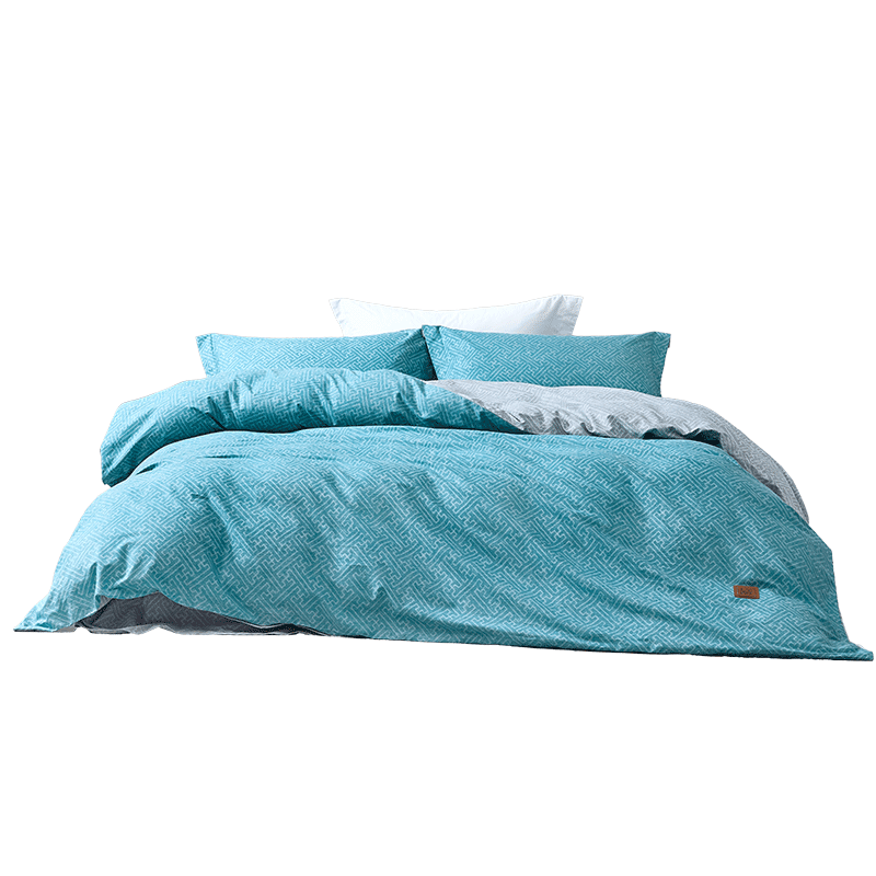 LOVO罗莱生活 全棉四件套被套床单床上用品200*230cm蓝色