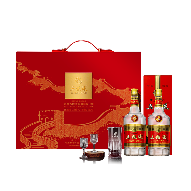 wuliangye/����Һ �������� ���ʳ��ǰ� 52�� �׾� 750ml Ũ���� 2ƿ 375ml