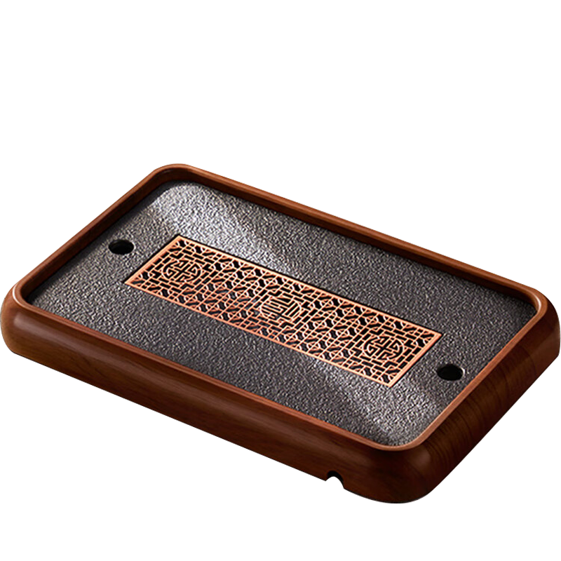 山點水茶盤家用小型茶幾客廳瀝水盤功夫茶具干泡茶臺托盤 36*23cm