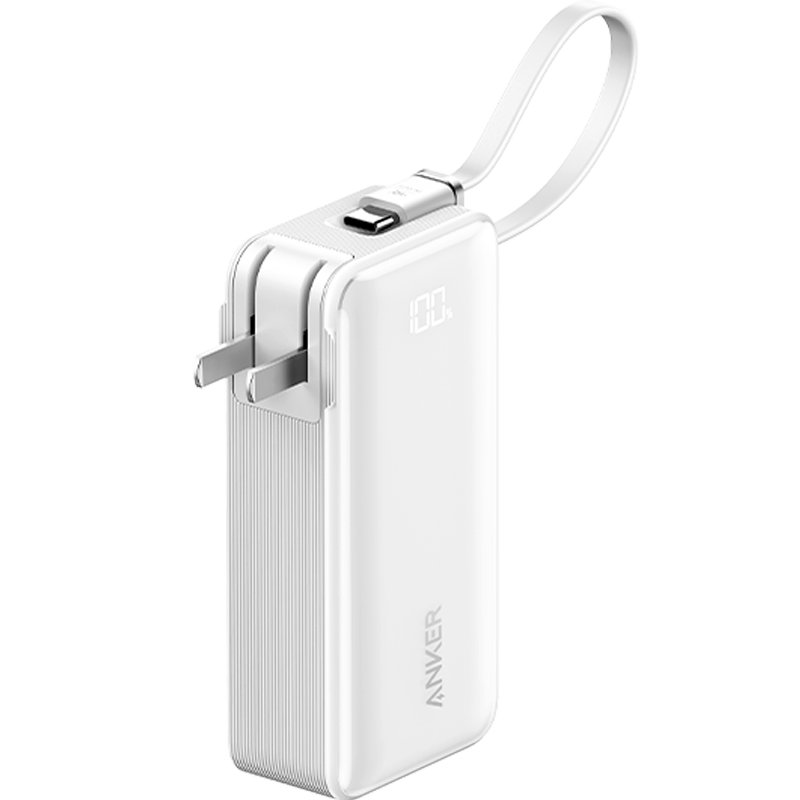 ANKER安克【新3C認證可上飛機】三合一能量棒充電寶自帶線(xiàn)充電器10000毫安30W移動(dòng)電源-C線(xiàn)版蘋(píng)果17 白