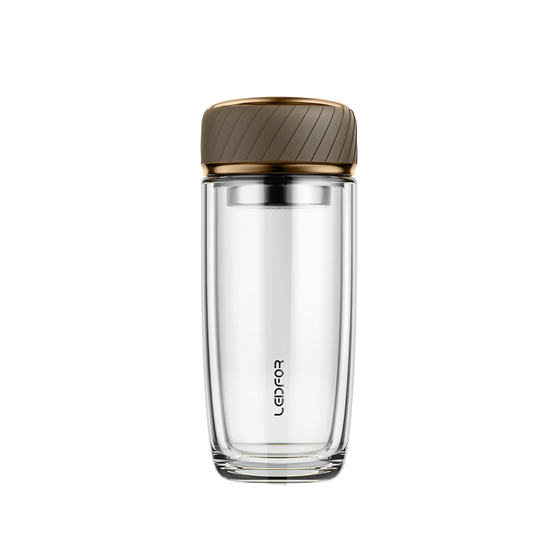 雷德夫（LEIDFOR）G7 雙層玻璃杯茶杯男款2024新款保溫水杯 楓葉金 380ml