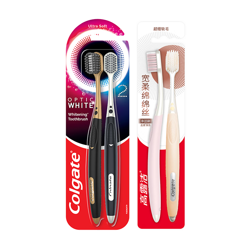 百亿补贴：高露洁（Colgate）48孔宽头超细软毛炭丝护龈成人男士去渍牙刷*2+绵绵丝净适刷*2