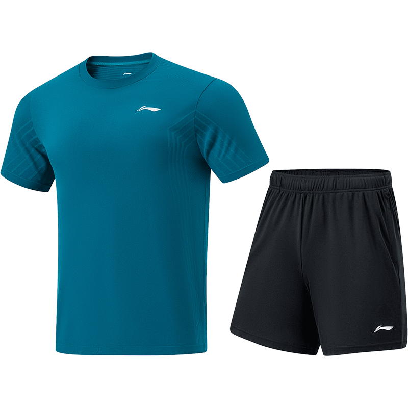 李寧（LI-NING）乒乓球服短袖羽毛球服國家隊比賽運動服速干套裝男女兩件裝 2XL 