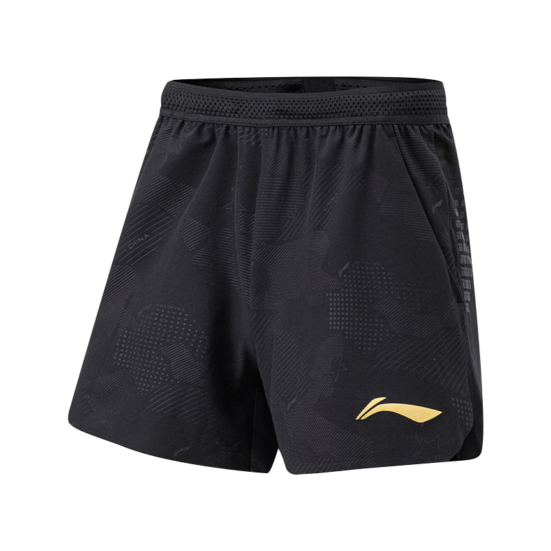 李寧（LI-NING）乒乓球服短褲男款寬松舒適大賽服球衣訓(xùn)練運(yùn)動(dòng)服 黑色 XL 
